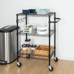 Hyper Tough 3-Tier New Multipurpose Rolling Cart, Black Color, 495lbs Load Capacity