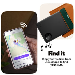 Life360 Tile Starter Pack – 1 Mate & 1 Slim Bluetooth Trackers for Keys, Wallets, Phones – iOS & Android (Black)