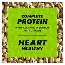 Roasted & salted pistachios package with green badge reading COMPLETE PROTEIN