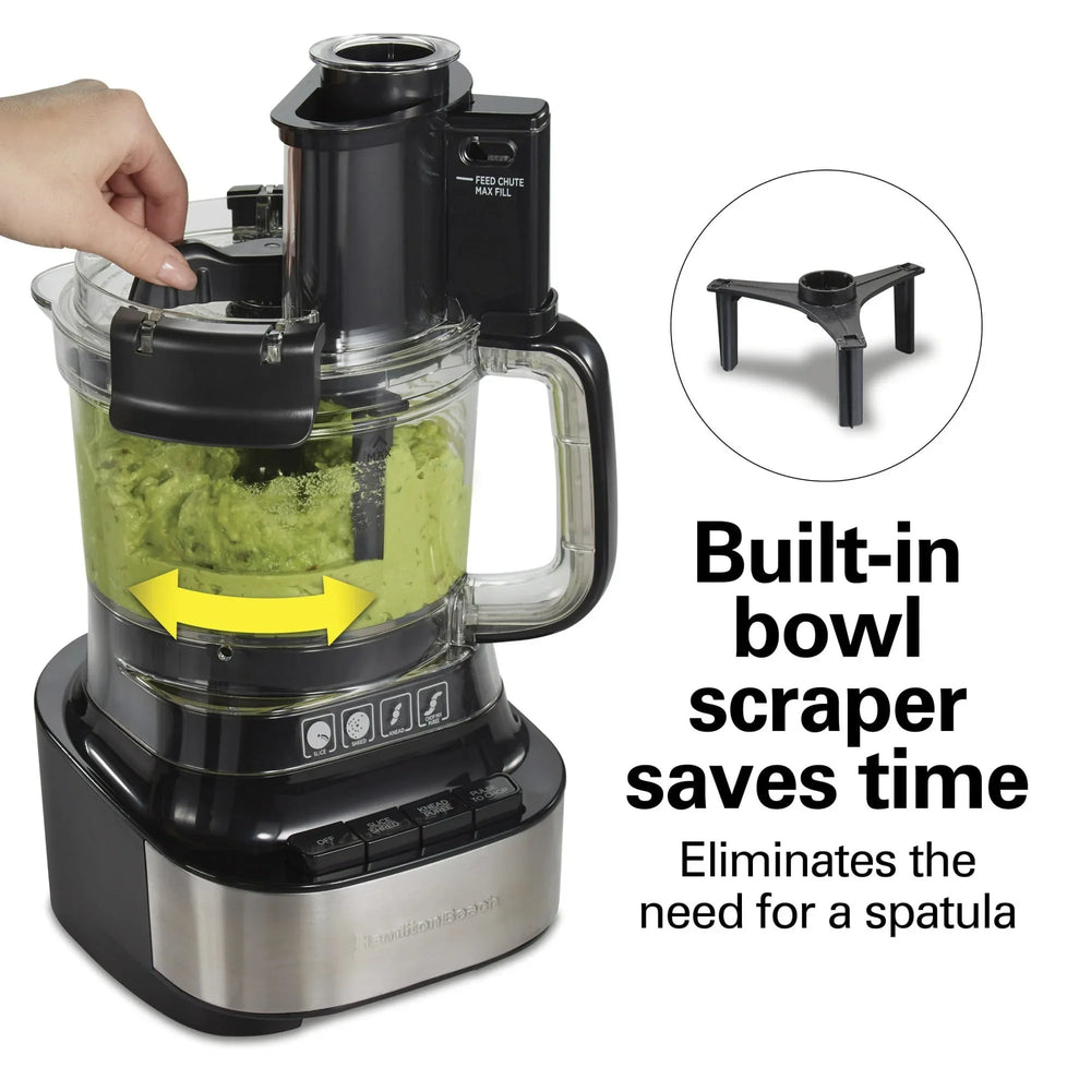 Hamilton Beach 10 Cup Food Processor and Chopper with Stack & Snap Design, Extra Large Chute and Bowl Scraper, Black - USA MEGA SHOP