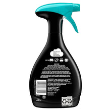 Febreze Touch fabric spray bottle back view with teal trigger sprayer