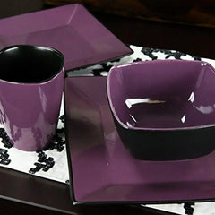 Elama Mulberry Loft 16 Piece Modern Premium Stoneware Dinnerware Set for 4
