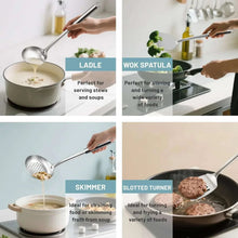 Stainless steel ladle and wok spatula for stirring and serving