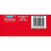 Success basmati rice box back panel with barcode and proof of purchase label
