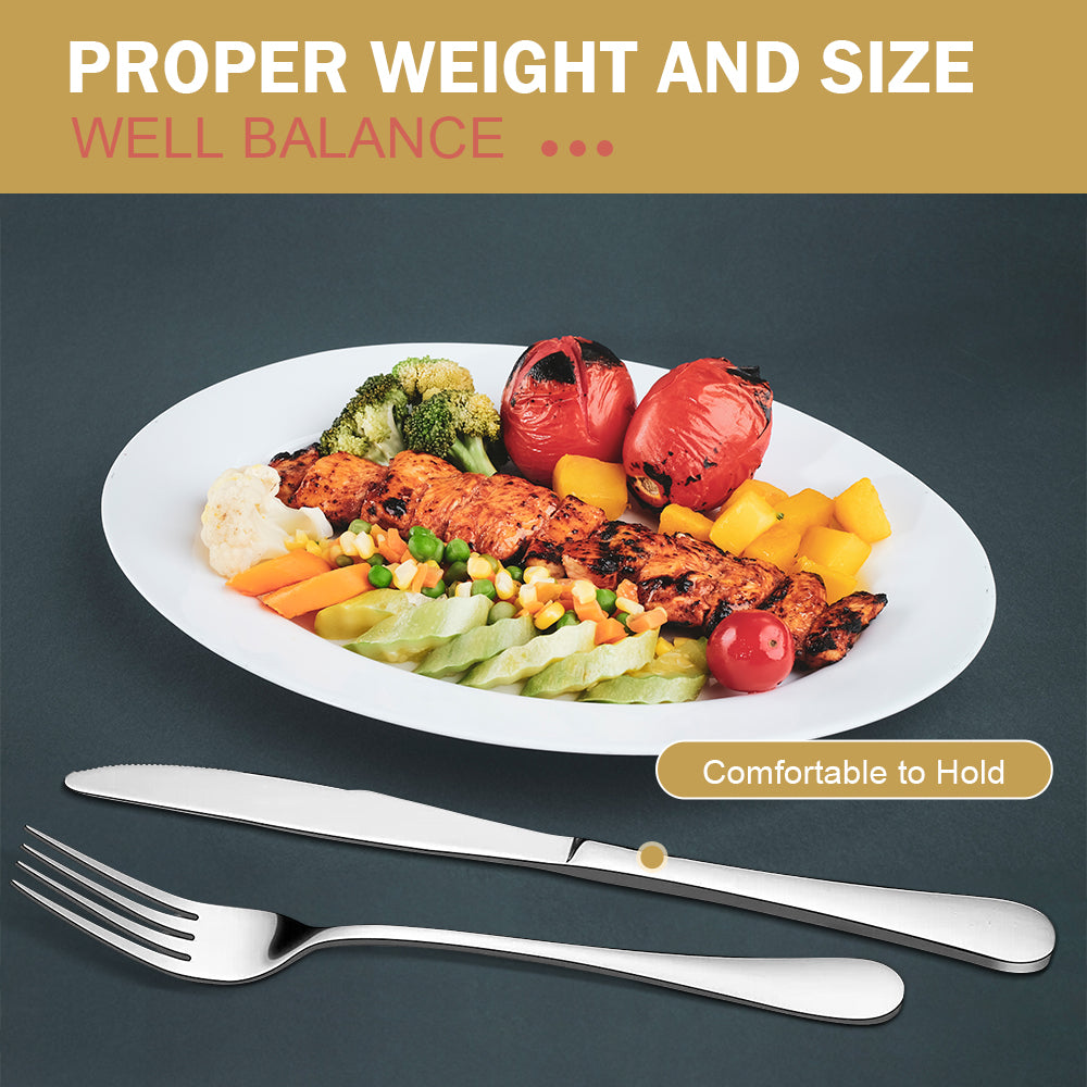 48-Pieces Silverware Set for 8, Stainless Steel Flatware Cutlery Utensil Set forks and Spoons, Kitchen Tableware Set