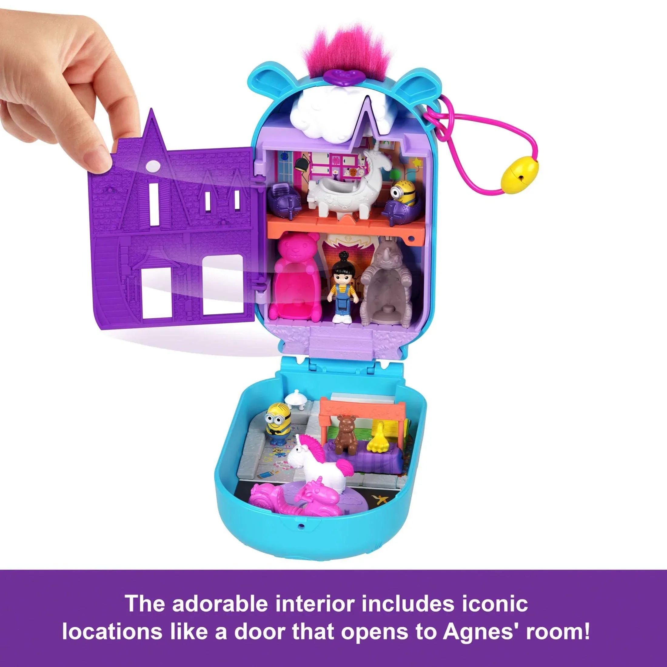 Polly Pocket Playset, Minions Compact with 9 Accessories, 1 Doll, 2 Minions and Unicorn Toy - USA MEGA SHOP