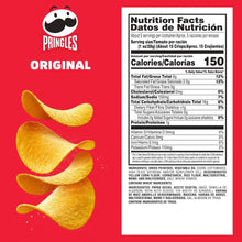 Potato crisps canister side panel with Nutrition Facts and ingredients text