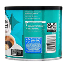 Great Value decaf ground coffee can ingredients and brewing instructions panel