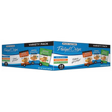 Snack Factory Pretzel Crisps variety pack box with assorted flavor bags