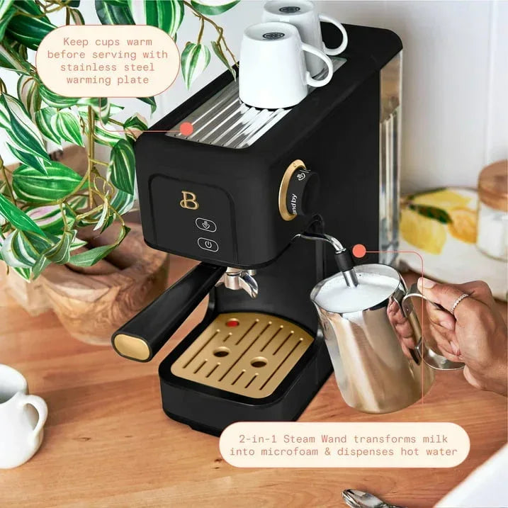 Beautiful Slim Espresso Machine with 20-Bar Pressure, White Icing by Drew Barrymore