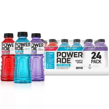 Powerade Zero sports drink 24-pack with red, blue, and purple bottles