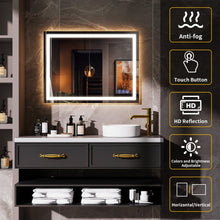 LED bathroom vanity mirror with backlit frame and anti-fog, HD reflection, touch controls