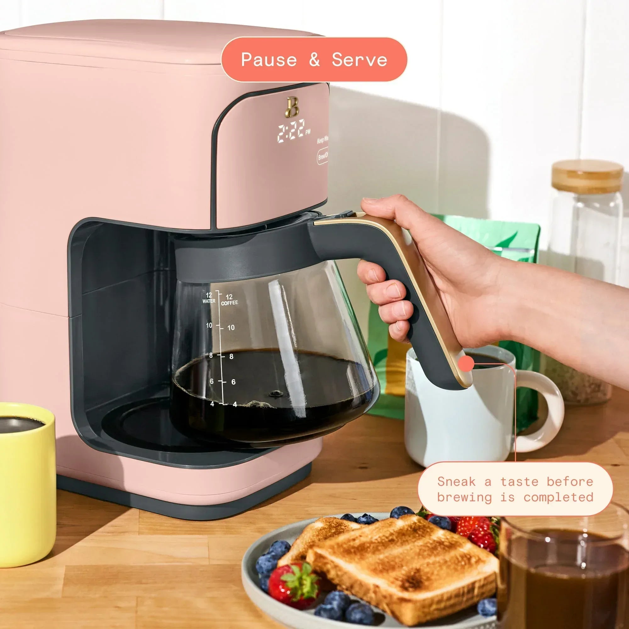 Beautiful 12 Cup Programmable Coffee Maker, White Icing by Drew Barrymore
