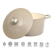 Taupe enamel cast iron Dutch oven lid with knob and embossed pattern