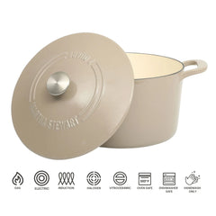 Martha Stewart Everyday Eastwick 7 Quart Enamel on Cast Iron Dutch Oven Taupe - USA MEGA SHOP