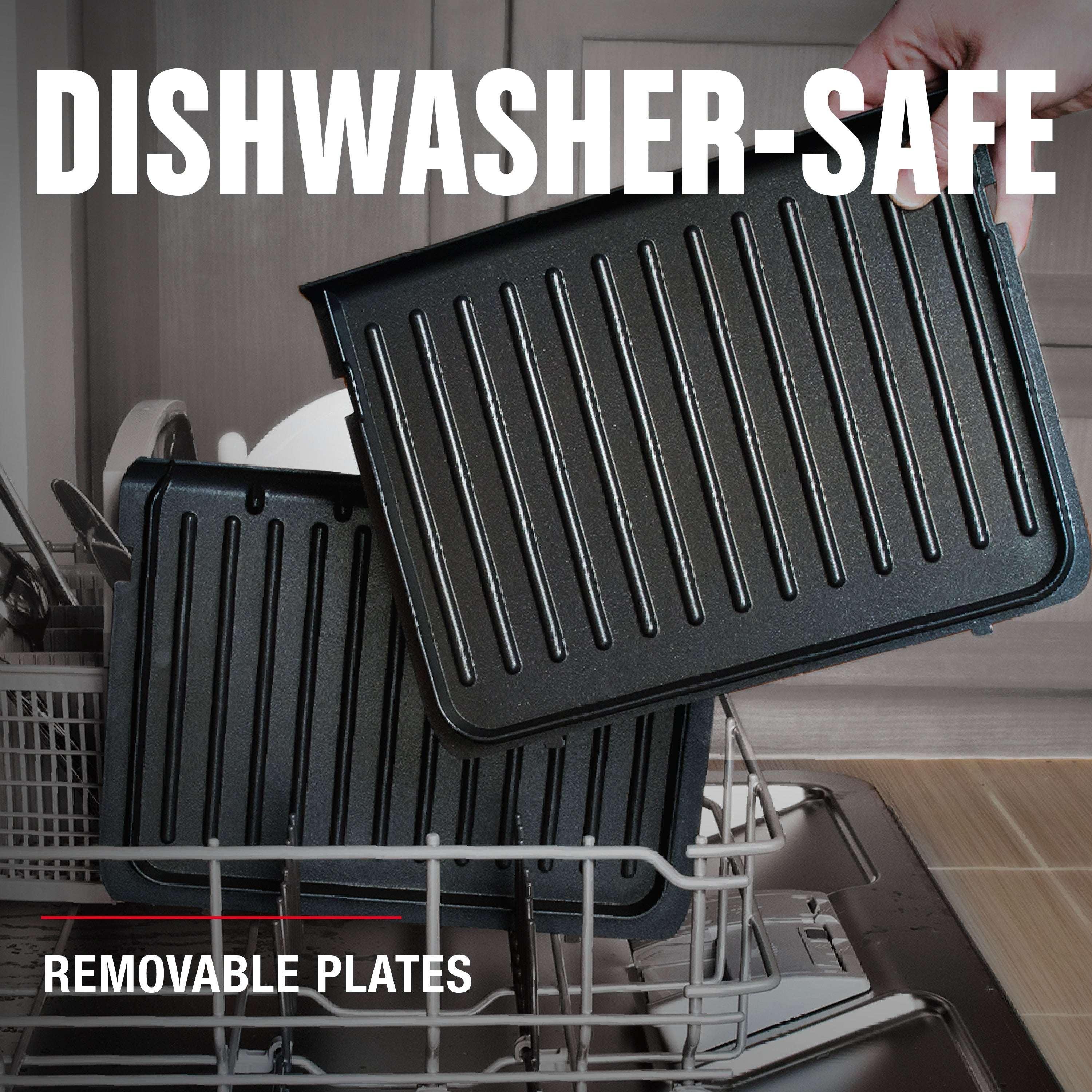 George Foreman 4-Serving Non-Stick Removable Dishwasher Safe Plates, Grill and Panini Maker, Durable Easy-to-Clean Plastic Housing - USA MEGA SHOP