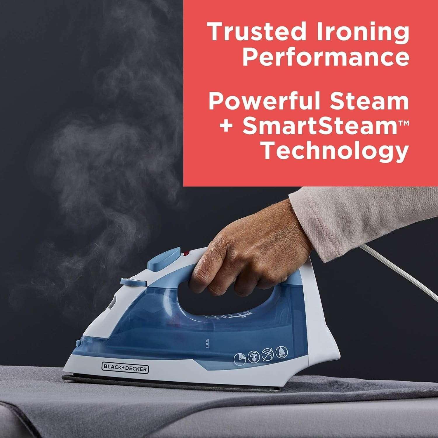 BLACK+DECKER Easy Steam Compact Iron, IR40V, Nonstick Plate, SmartSteam, Anti-Drip, Auto Shutoff - USA MEGA SHOP