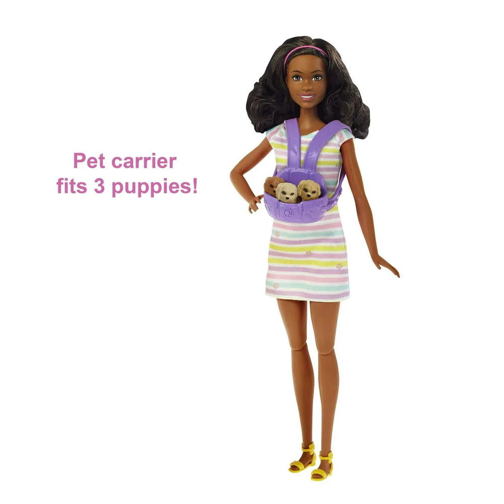 Barbie Pets Doll & Newborn Pups Playset with Mom Dog, 3 Color-Change Puppies & Accessories, Brunette - USA MEGA SHOP
