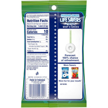Back of sugar-free Life Savers Wint-O-Green mint hard candy pouch with nutrition