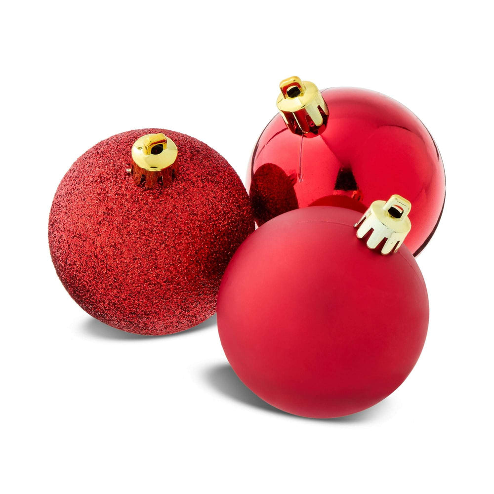 24-Count Red Shatterproof Multi-Textured Christmas Ornaments, 2.36 in, by Holiday Time