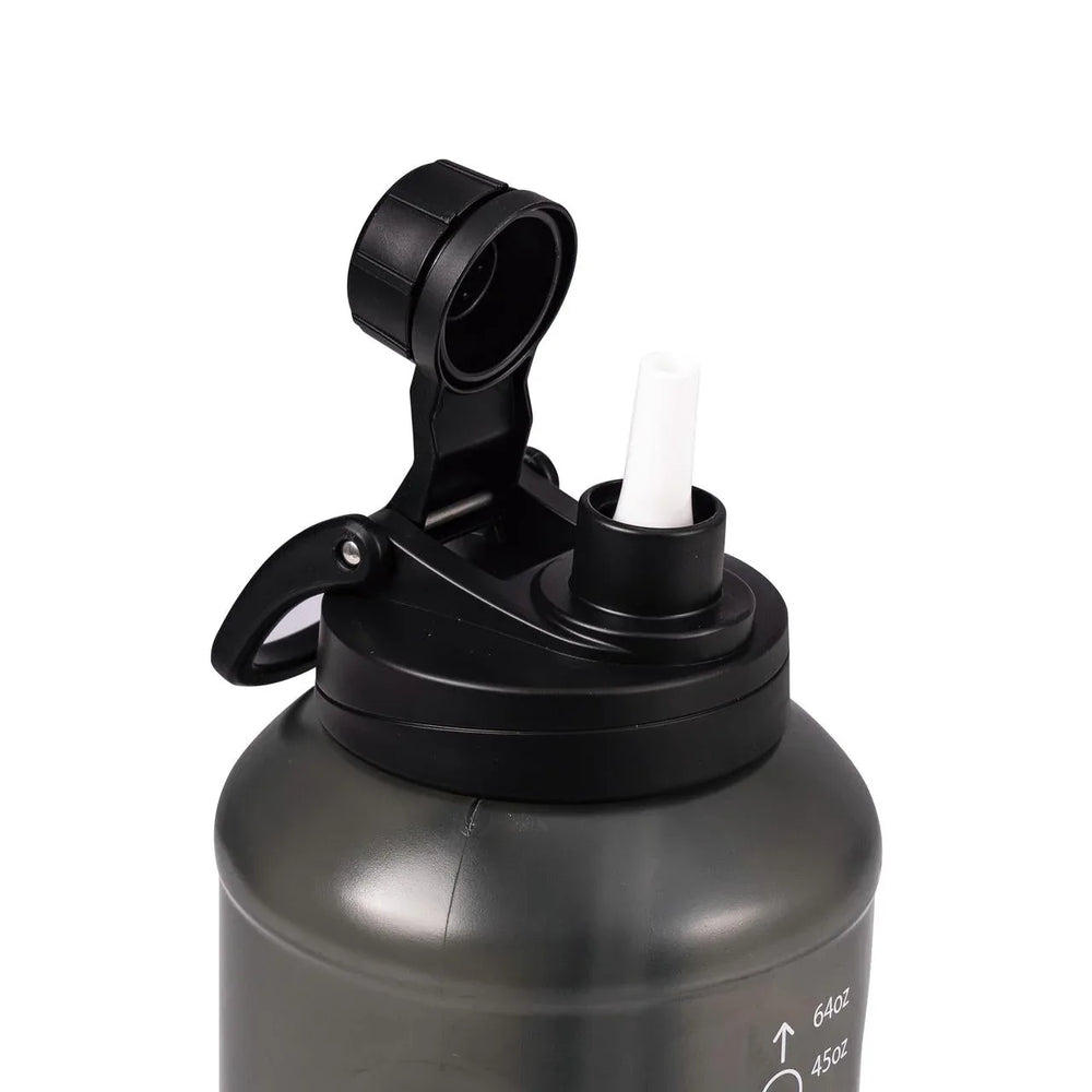Mainstays 64 Fluid Ounces Water Bottle, Translucent Black, with Straw/ Chug 2 in 1 Lid, Light Weight, Reusable, Plastic - USA MEGA SHOP