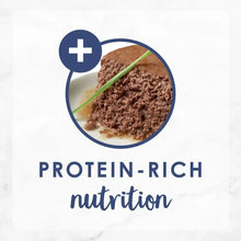 Protein-rich nutrition graphic on cat food package