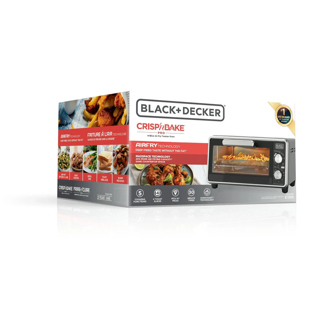 Black+Decker Crisp â€˜N Bake PRO Stainless Steel 4-Slice Air Fryer Toaster Oven - USA MEGA SHOP