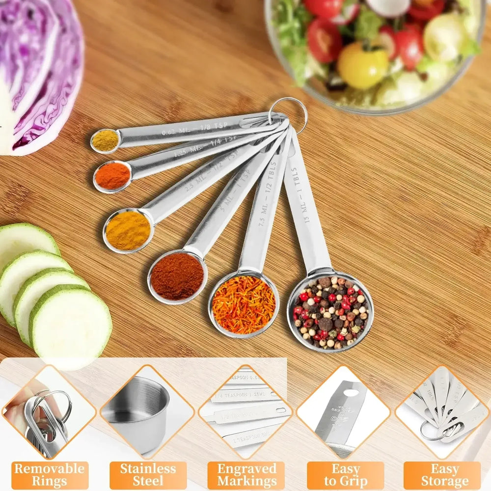 WEPSEN 18-Piece Stainless Steel Measuring Cups and Spoons Set,5 Stainless Steel Nesting Measuring Cups & 6 Spoons,1 Leveler & 5Mini Measuring Spoons,1Tbsp Coffee Scoop with Clip for Cooking & Baking - USA MEGA SHOP