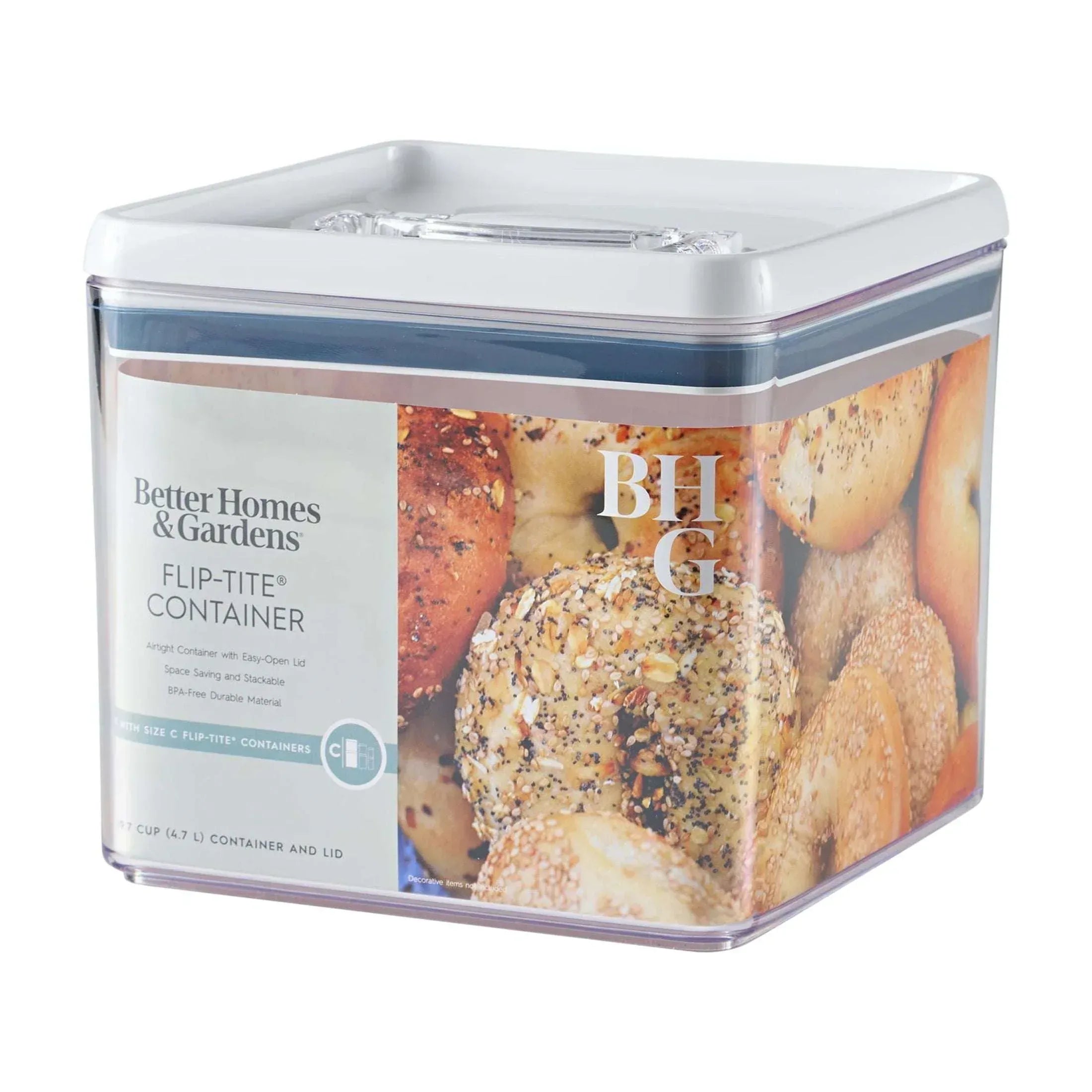 Better Homes & Gardens Flip-Tite® Large 19.7 Cup Airtight Bagel Food Storage Container, BPA-Free, Stackable Pantry Canister