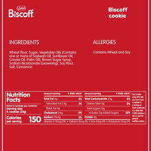 Lotus Biscoff cookies package back with ingredients and nutrition facts