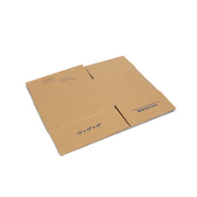 Flat kraft shipping box insert with size markings and fold lines