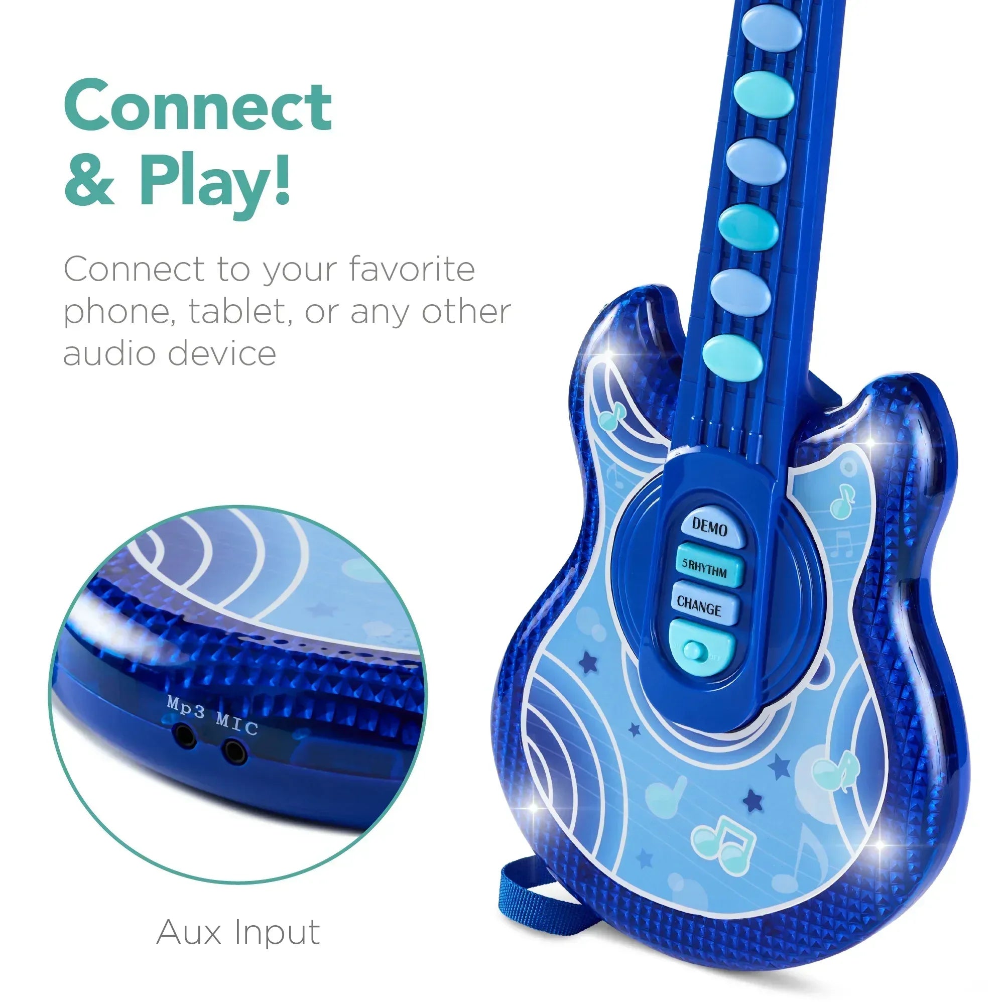 Best Choice Products 19in Kids Flash Guitar, Pretend Play Musical Instrument Toy for Toddlers w/ Mic, Stand - USA MEGA SHOP