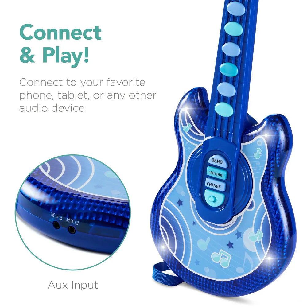 Best Choice Products 19in Kids Flash Guitar, Pretend Play Musical Instrument Toy for Toddlers w/ Mic, Stand - USA MEGA SHOP