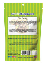 Tail Bangers dog treats package back with Our Story and feeding instructions