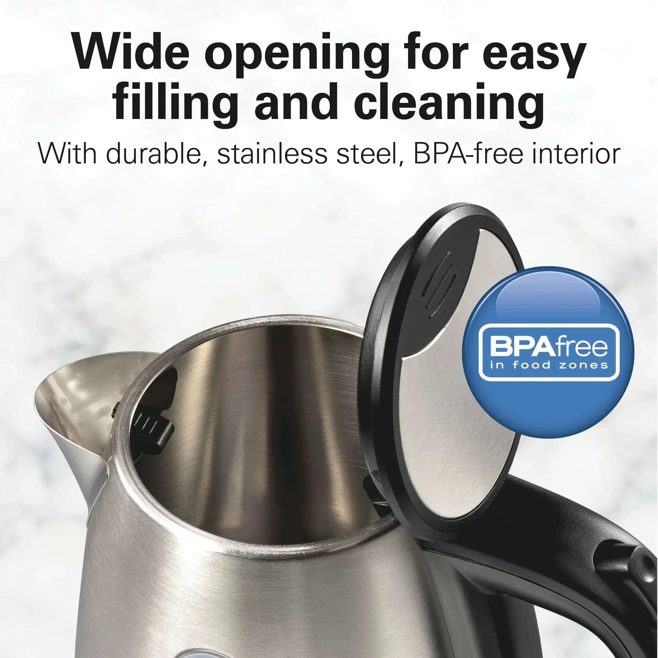 Hamilton Beach Stainless Steel Electric Kettle, Tea & Water Kettle, 1.2L, with Ultra-Fast Heating & Auto Shutoff