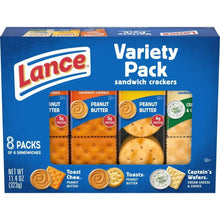 Lance Variety Pack sandwich crackers box with four flavor packs and 8 packs total