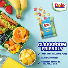 Dole classroom-friendly mixed berry fruit snack pouches with fruit illustrations