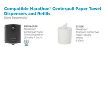 Paper towel dispenser and refill compatibility panel with white roll