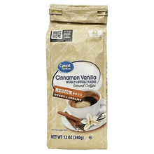 Cinnamon Vanilla ground coffee pouch with 42 cups label, 12 oz (340 g)