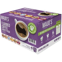 Coffee pod variety pack box side panel with brewed coffee cup and 72 count