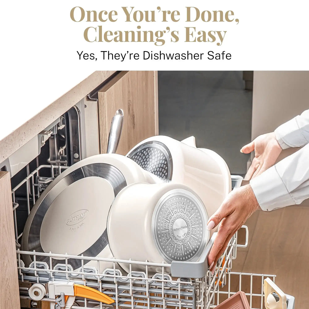 Gotham Steel 18 Pcs Pots and Pans set Non Stick, Ceramic Pan Cookware Set W/ Detachable Handle, RV Kitchen Cooking Set with Secure Lock Removable Handles, Oven Safe Nonstick Pan Set