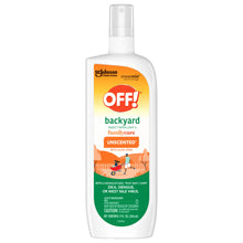 Backyard insect repellent pump bottle, unscented, aloe vera, front label