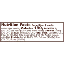 Nutrition Facts label showing calories, fat, carbs, protein, and added sugars
