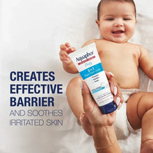 Aquaphor Baby 3 in 1 diaper rash cream tube in a hand