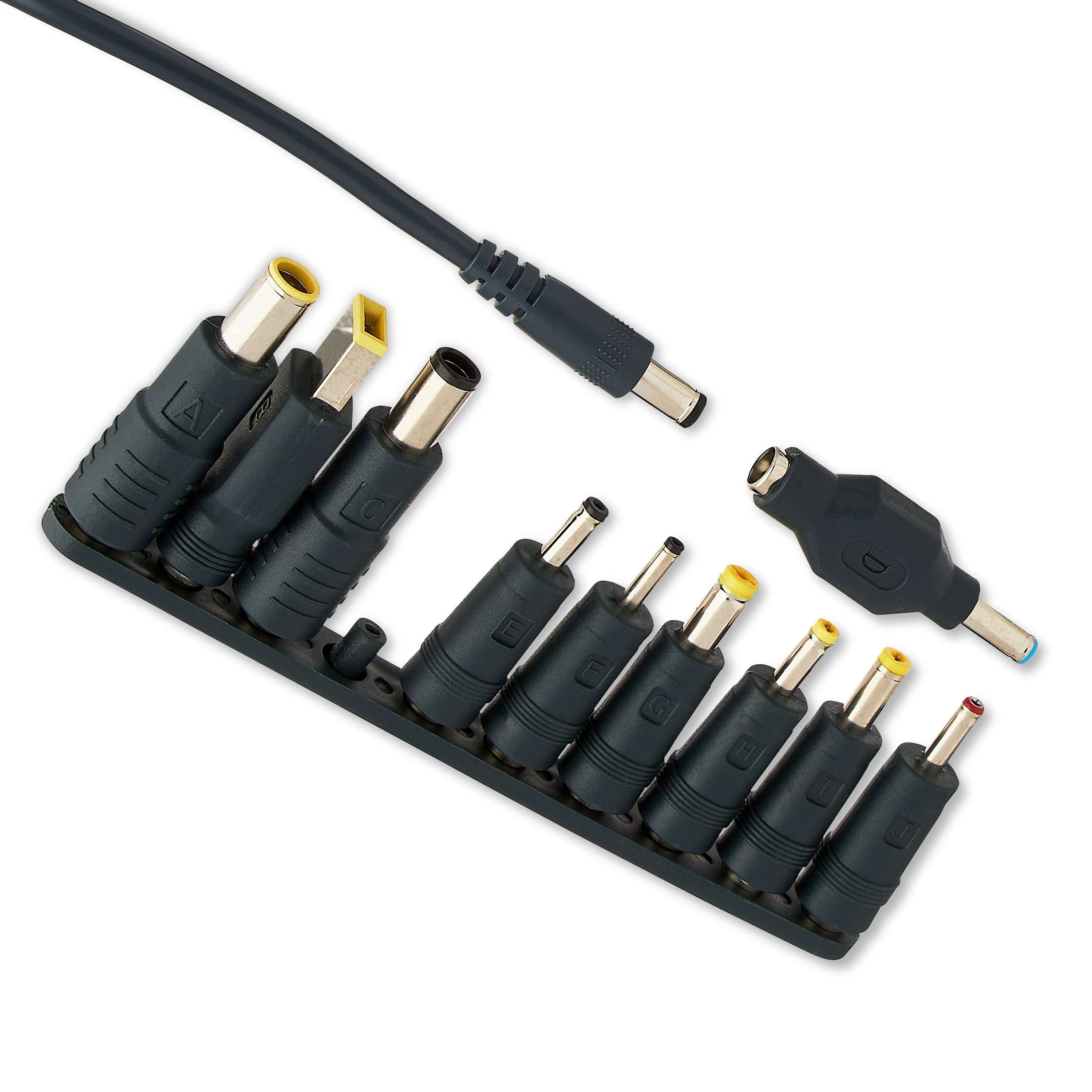onn 65W Laptop Charger with 10 Interchangeable Tips, 10ft Power Cord, for HP, Dell, Lenovo, Grey