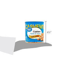 Great Value cashew halves and pieces tub with 4½ in height measurement