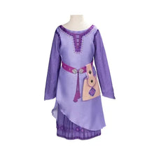 Lavender doll dress on mannequin with purple long sleeves, layered skirt, and heart belt