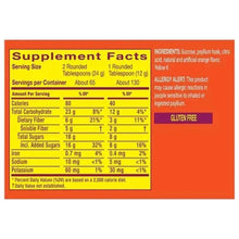 Supplement Facts panel for Meta Mucil psyllium fiber supplement powder