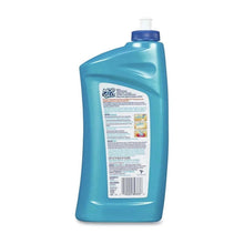 Blue floor polish bottle with rear label and barcode