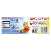 Nutrition Facts and ingredients panel on Lipton tea box